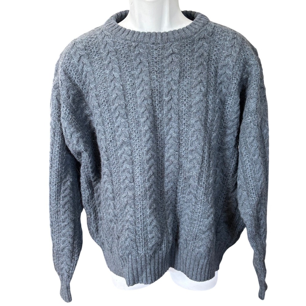 Vtg 90's Brooks Brothers Wool Alpaca Cable Knit Fisherman Sweater Made in Italy